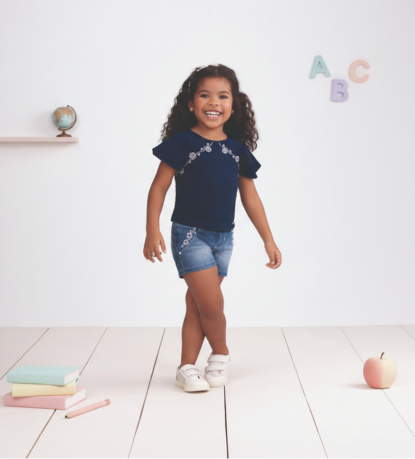 Blusa Kids 1 Verão Feminino Em Malha Índigo Paraiso - 17106
