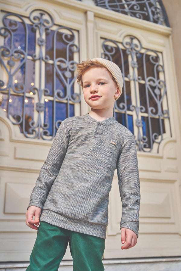 Conjunto Blusa Malhão Texturizado e Calça Sarja Verde Escuro Casual Paraiso