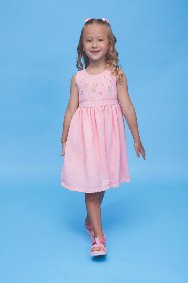 Vestido Verão Feminino em Tricoline Gostosinho com Peitinho Bordado Le Bhua LB16785