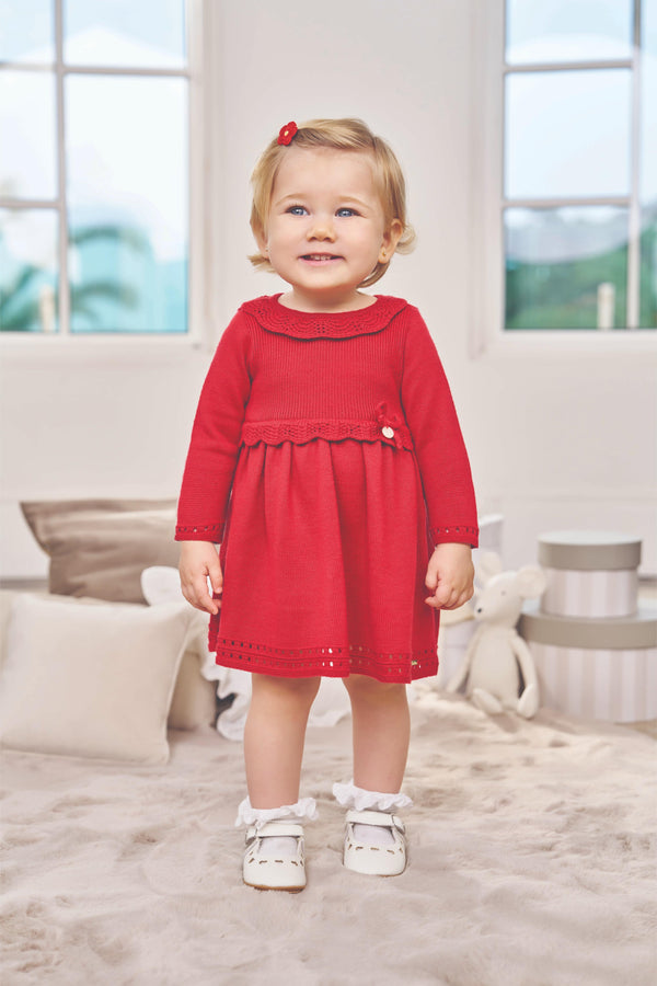 Vestido Tricô Trabalhado Laço Pingente Clássico Especial Paraiso 16224