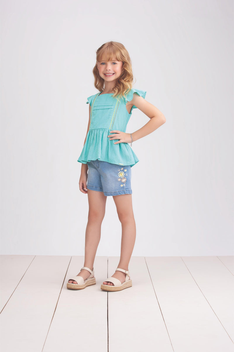 Conjunto Kids Verão Feminino Com Shorts e Blusa Paraiso 17158 - Image 2