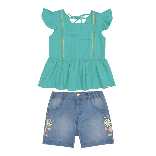 Conjunto Kids Verão Feminino Com Shorts e Blusa Paraiso 17158