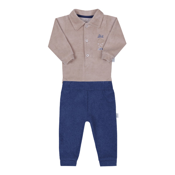 Conjunto Baby Longo Body Plush e Calça Plush Buckle Letut LT15804