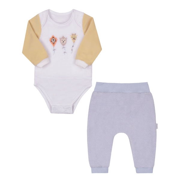 Conjunto Baby Inverno Pelúcia Bordado Azul Claro Le Bhua