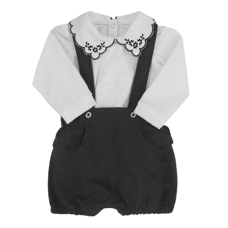 Conjunto Body Manga Longa com Gola Bordada e Shorts Suspensório em Molecotton com Lese Paraiso 17844 - Image 2