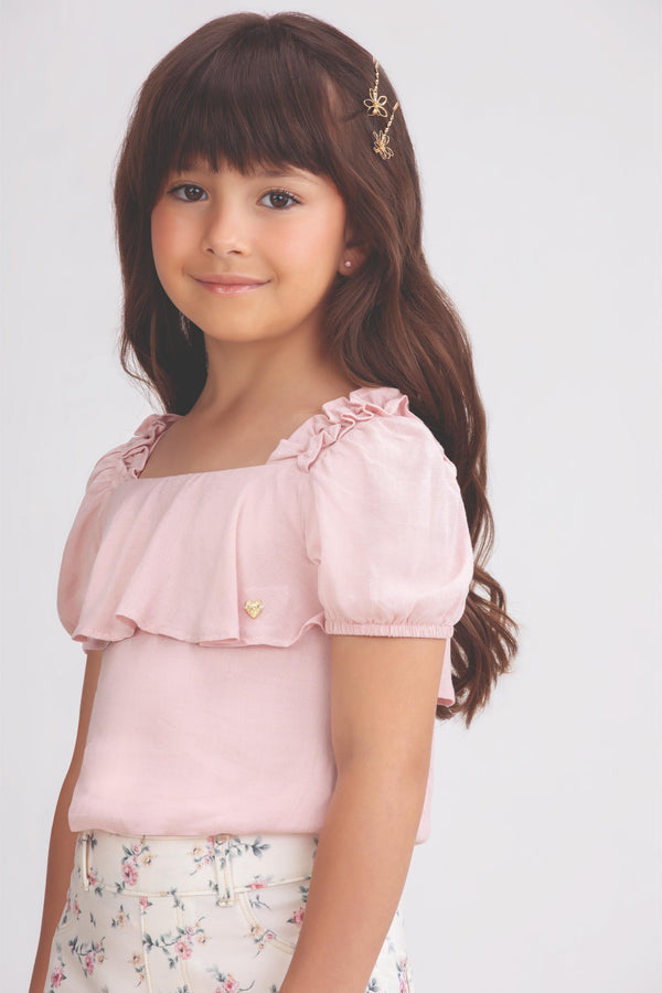 Conjunto Kids Verão Feminino Com Blusa e Shorts Paraiso 17149