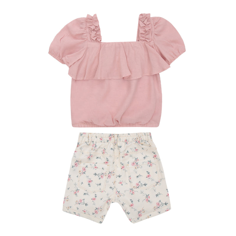 Conjunto Kids Verão Feminino Com Blusa e Shorts Paraiso - Image 5