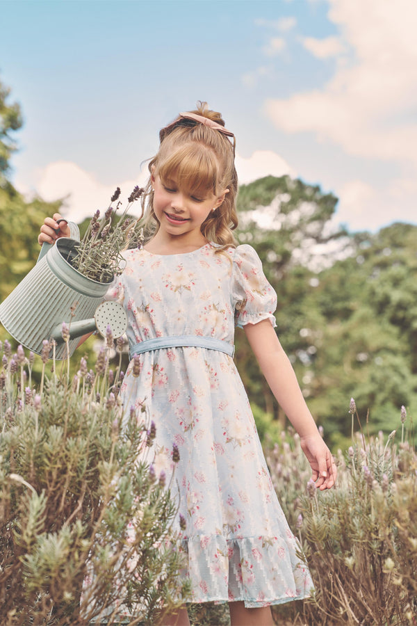 Vestido Kids Verão Em Chiffon Estampado Paraiso