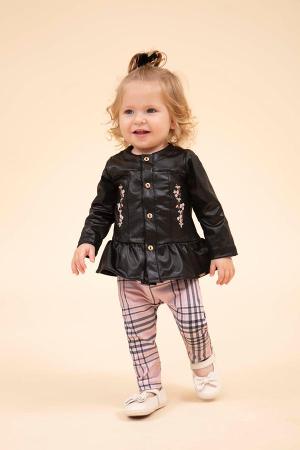 Conjunto Blusa Manga Longa Malha Cirré Felpada com Bordado e Calça Ultramicro Thermo Felpada Paraiso 16193