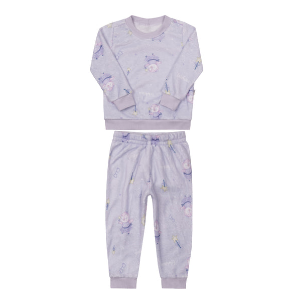 Conjunto Pijama Inverno Blusa e Calça em Pelo Estampado Lavanda Le Bhua