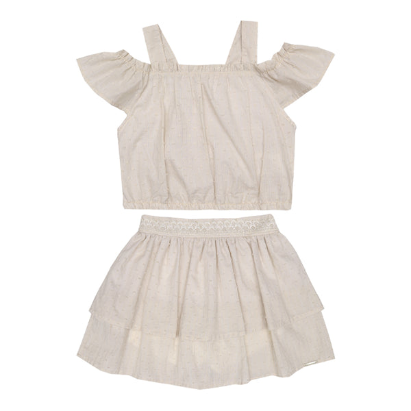 Conjunto Kids Verão Feminino Com Blusa e Saia Paraiso 17153