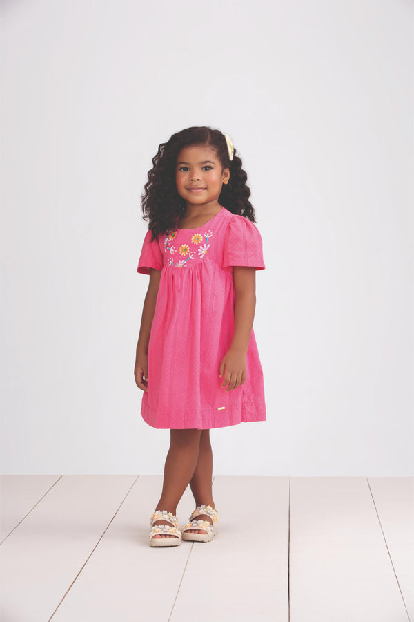 Vestido Kids Verão Em Tecido Matelassê Paraiso