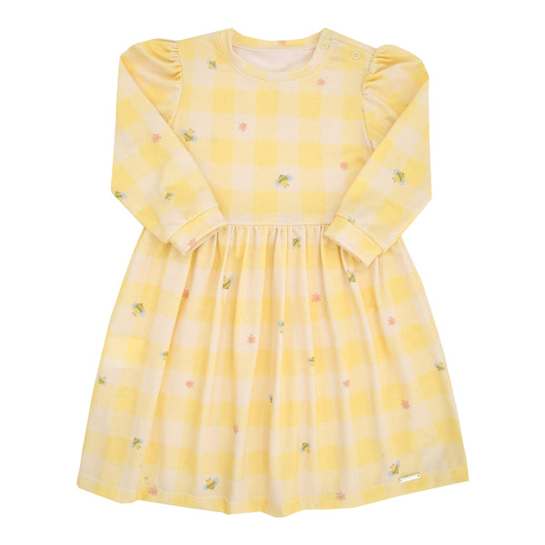 Vestido em Malha Tricô Estampada Levíssima com Pregas nas Mangas e Abertura no Ombro Le Bhua