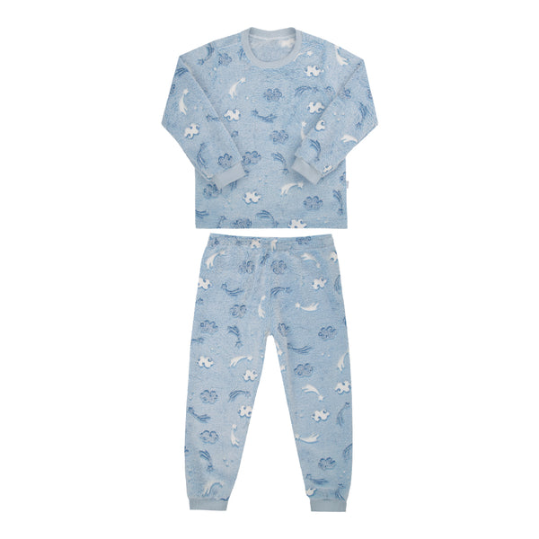 Conjunto Linha Home em Pelo Fleece Night que Brilha no Escuro Super Confortável Le Bhua