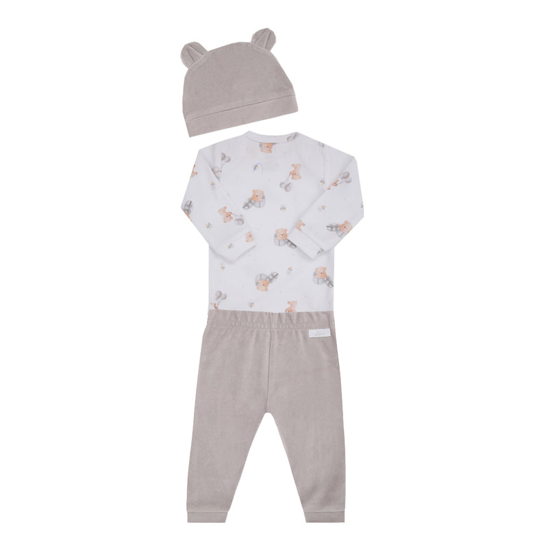 Letut Kit Presente 3 Peças com Body Estampado, Calça e Touca com Orelhinha em Plush Aveludado — O Presente Mais Fofo do Mundo - Image 5