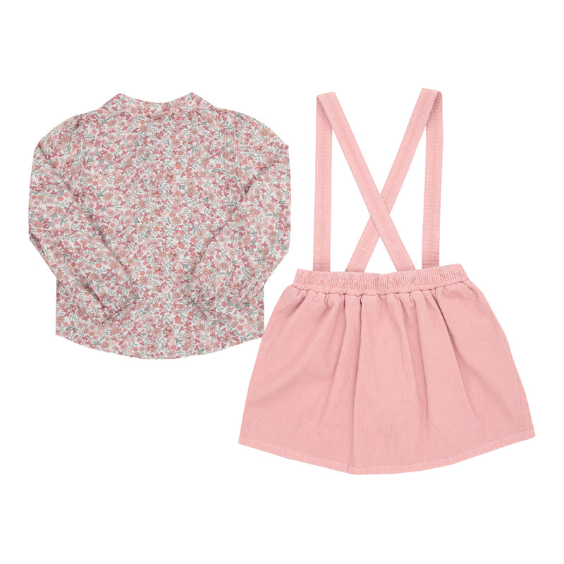 Paraíso Conjunto Menina Blusa Viscose Floral com Gola Bordada e Saia Shorts Cotelê — Charme para Cada Aventura - Image 5