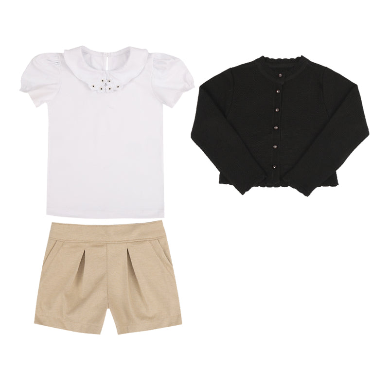 Conjunto Blusa com Gola Bordada, Cardigan Tricô Texturizado e Shorts Malha Roma Paraiso - Image 5