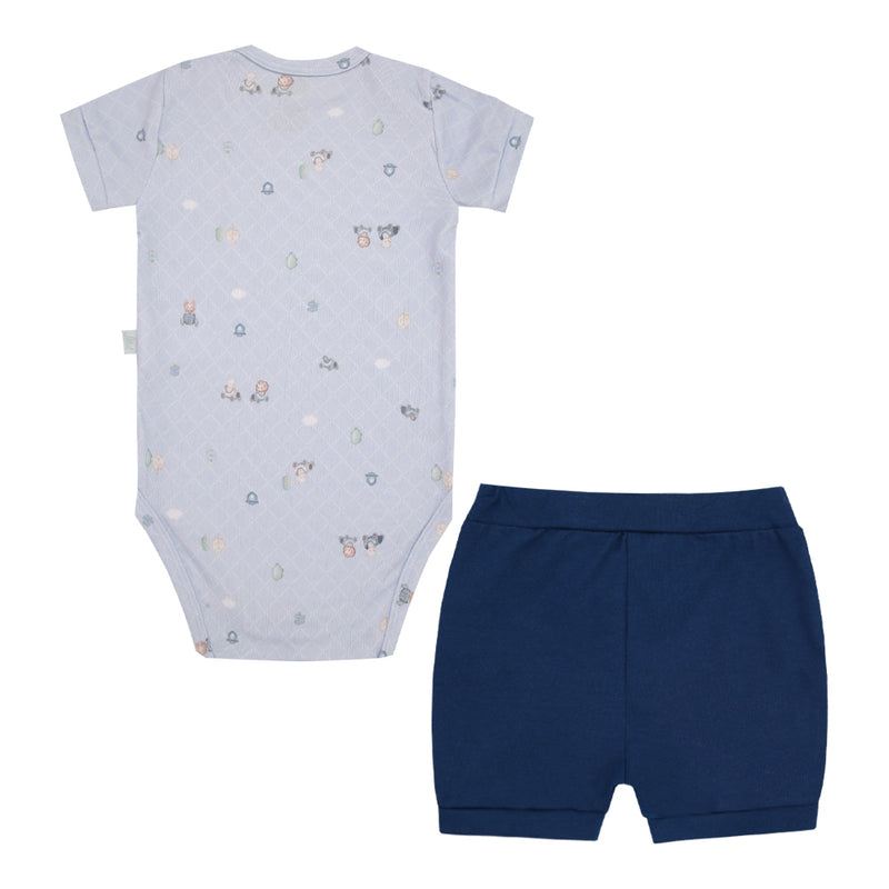Conjunto Baby Curto com Body em Malha Tricô Estampado e Shorts em Algodão Confortável Letut - Image 5