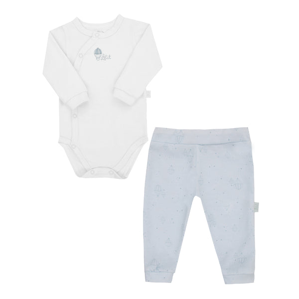 Conjunto Baby Longo com Body Efeito Kimono em Algodão e Calça Estampada LeTut LT17367
