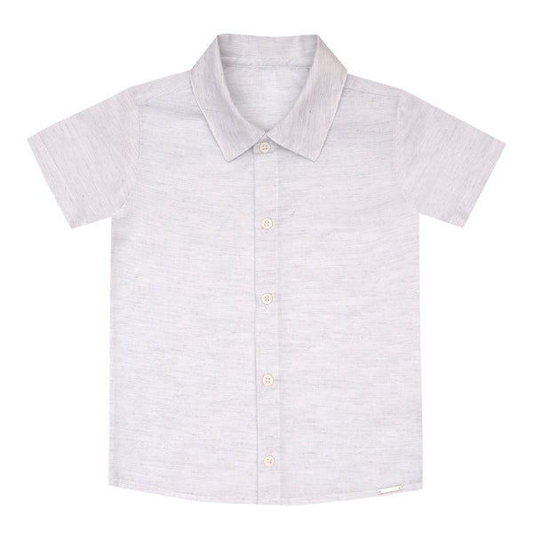 Camisa Manga Curta Masculina Tecido Plano Abertura Botões Le Bhua LB16733