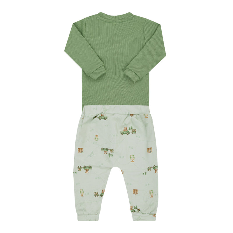 Letut Conjunto Longo com Body em Ribana Canelada e Calça Estampada com Cordão Decorativo — Textura e Estilo para o Bebê - Image 5
