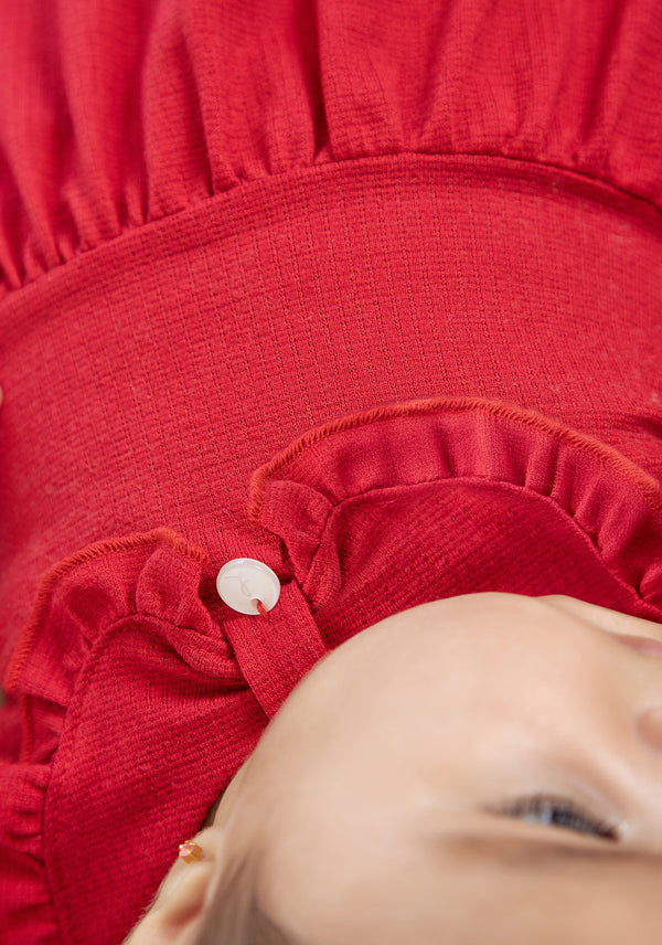 Vestido Regata Bebê em Malha Trabalhada com Gola Laço e Tapa Fralda  Letut
