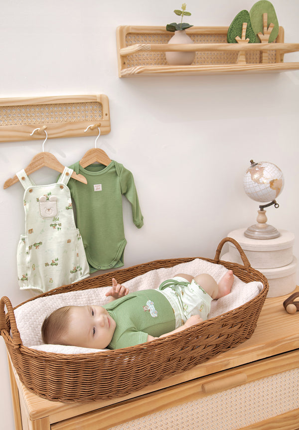 Conjunto Baby Curto com Body em Ribana Canelada Super Confortável e Shorts Estampado com Cordão Decorativo Letut LT18222