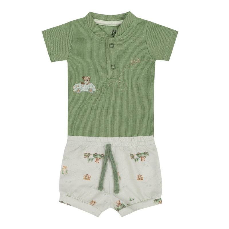 Conjunto Curto com Body em Ribana Canelada Super Confortável e Shorts Estampado com Cordão Decorativo Letut LT18222 - Image 2