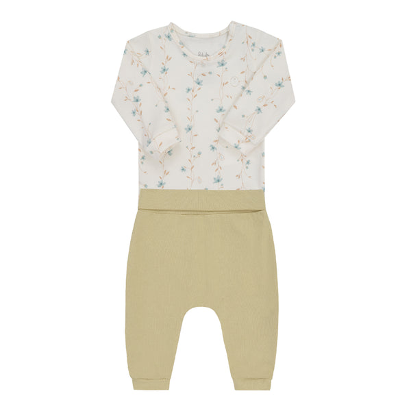 Conjunto Baby De Body Estampado e Calça com Cós Conforto Dobrável Letut