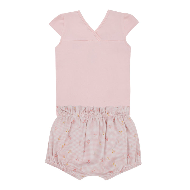 Letut Conjunto Curto com Body Transpassado Bordado e Shorts com Cós Clochard e Botão Decorativo — Estilo Francês para o Bebê - Image 2