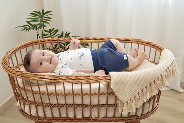 Conjunto Baby Curto com Body Estampado em Malha Conforto e Shorts Letut