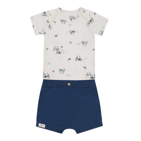 Conjunto Baby Curto com Body Estampado em Malha Conforto e Shorts 100% Algodão Letut