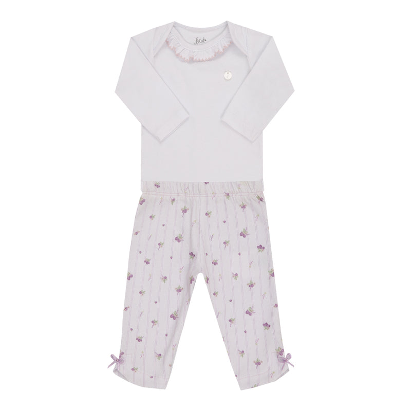 Letut Conjunto Baby Longo com Body com Gola Picueta e Calça Estampada com Laços — Delicadeza em Cada Detalhe - Image 5