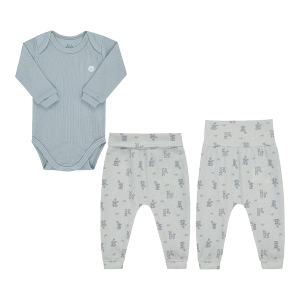 Conjunto Baby Longo Linha Amamentação com Body Manga Longa e Calça Estampada Letut