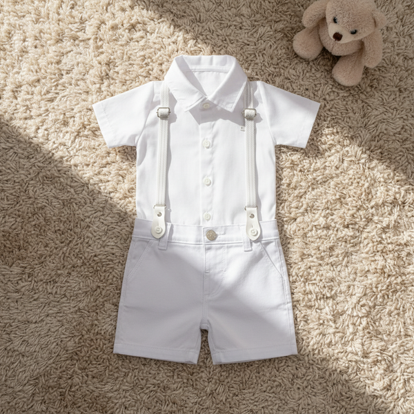 Conjunto Body Cotton Linen com Shorts Sarja Color e Suspensório Removível Paraiso