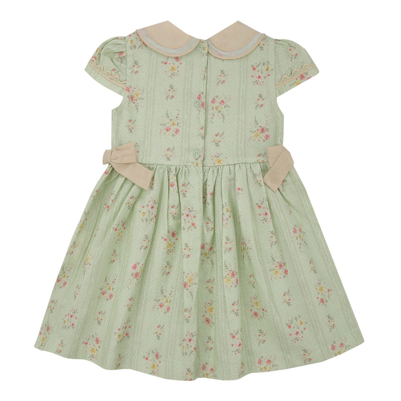 Paraíso Vestido Tricoline Floral com Bordado na Gola, Renda e Laços Laterais — Jardim de Flores para sua Princesa - Image 5