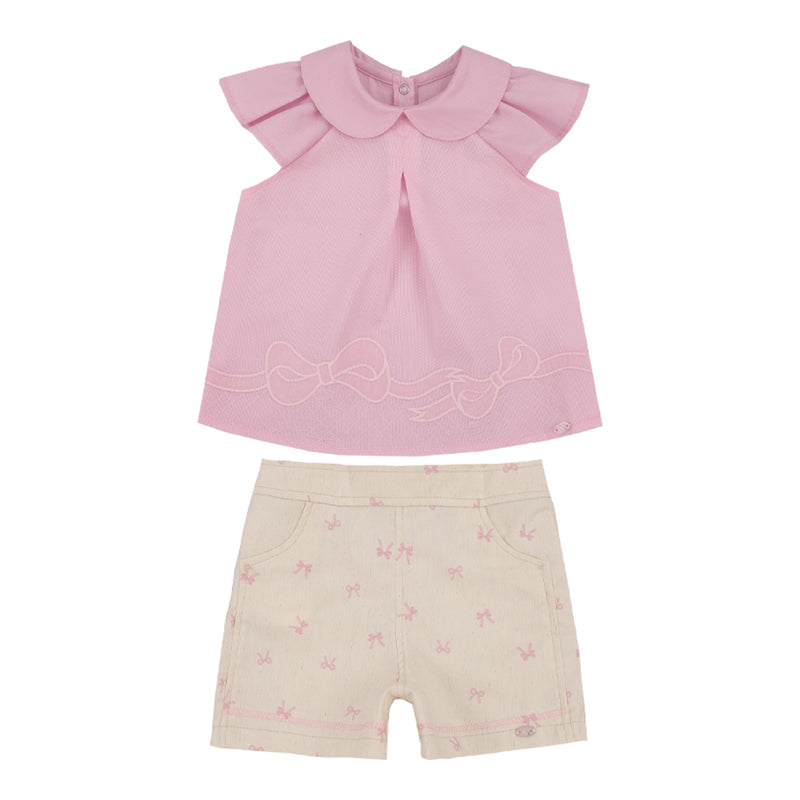 Paraíso Conjunto Linha Ceriônia Blusa Mercerizada com Babados Bordados e Shorts Estampado Efeito Linho — Elegante para Cada Celebração - Image 2