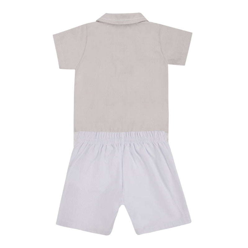 Paraíso Conjunto Body Meia Manga Cotton Blend Bordado com Shorts Sarja Color Linha Ceriônia — Sofisticado do Início ao Fim - Image 5