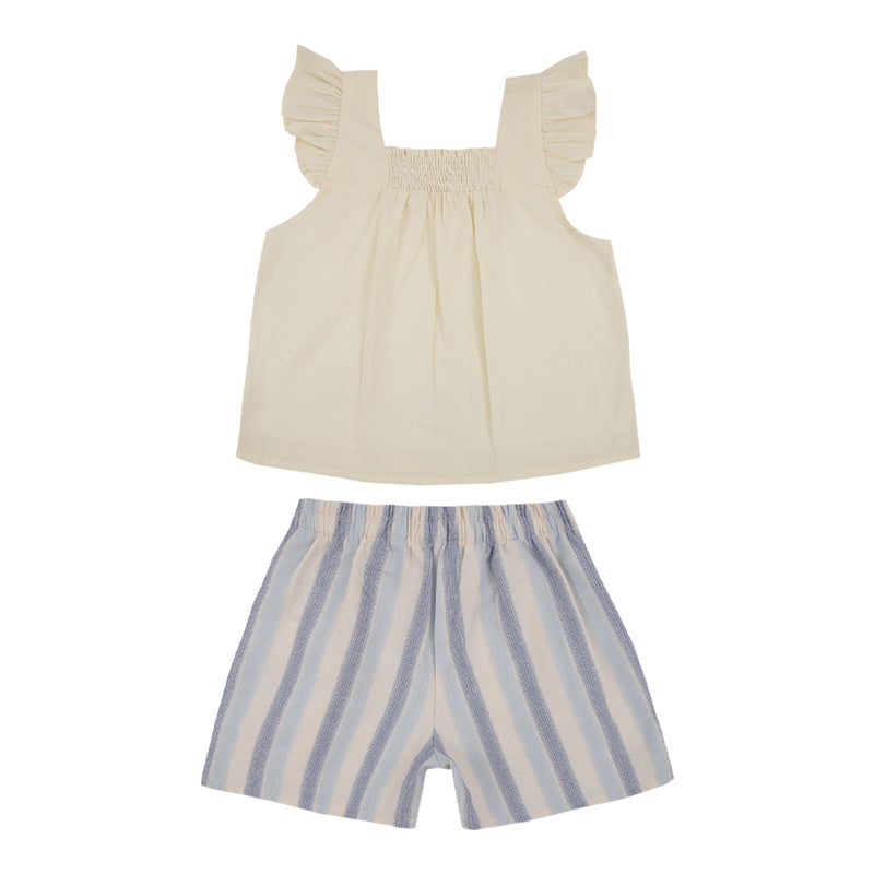 Paraíso Conjunto Infantil Blusa Cambraia com Bordado e Shorts Listrado Lurex com Laço — Brilho e Delicadeza para sua Menina - Image 5