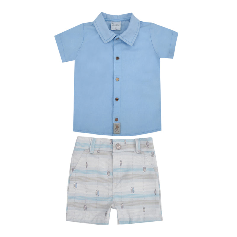 Paraíso Conjunto Menino Camisa Sarja Leve com Shorts Estampado Conforto — Estilo Casual para Cada Aventura - Image 5