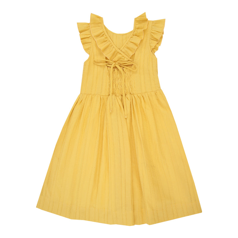 Paraíso Vestido com Babados Transpassados nas Costas, Cordão para Laço e Preguinhas na Saia — Movimento e Charme em Cada Passo - Image 5