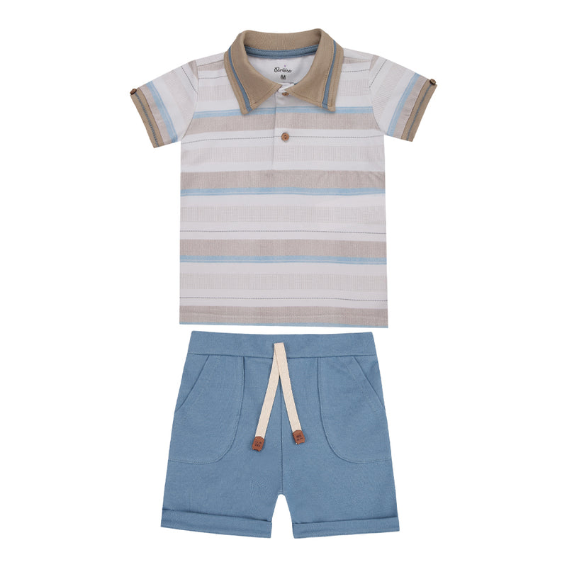 Paraíso Conjunto Camiseta em Malha Conforto Estampada com Shorts Malha Denim Leve e Cordão Decorativo — Estilo Descolado para o Verão - Image 2