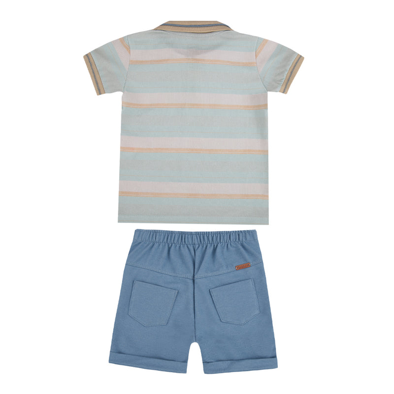 Paraíso Conjunto Camiseta em Malha Conforto Estampada com Shorts Malha Denim Leve e Cordão Decorativo — Estilo Descolado para o Verão - Image 5
