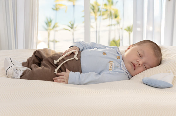 Conjunto Baby Longo Body com Gola Anarruga Bordada e Calça Ponto Roma com Cordão Decorativo Paraiso