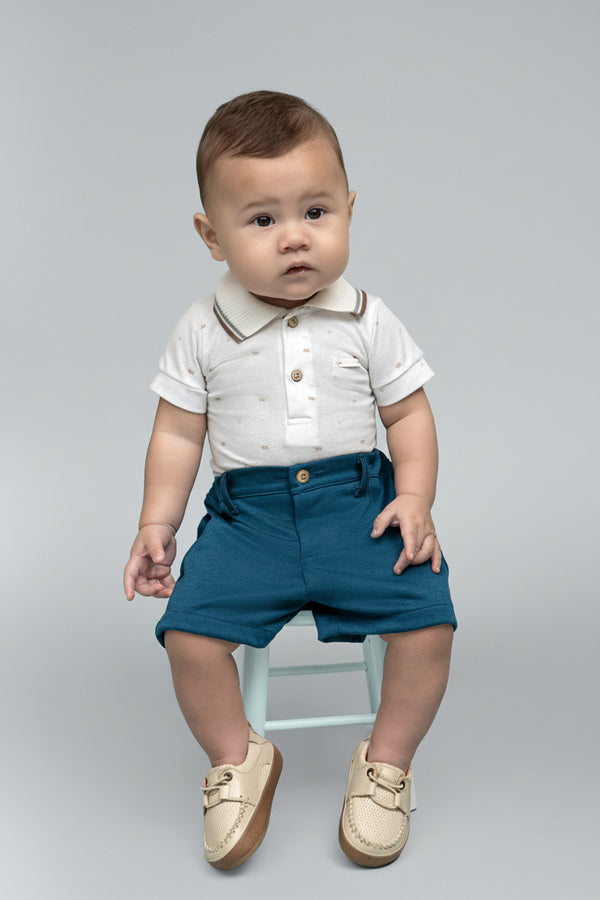 Body Meia Manga Estampado em Malha Leve com Gola Polo Retilínea Infantil Avulso Paraiso