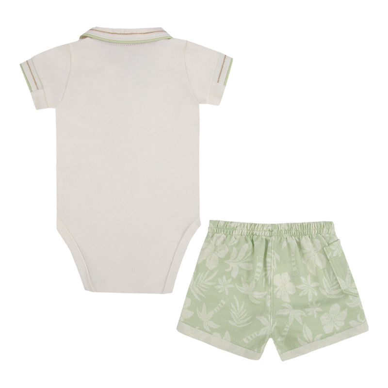 Paraíso Conjunto Curto Body Meia Manga com Gola Polo Bordada e Shorts Moletom Estampado com Bolso — Estilo Casual desde Cedo - Image 5