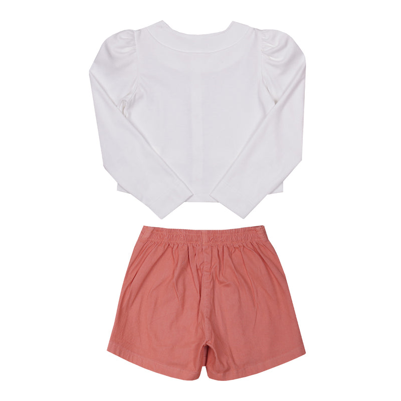 Conjunto Casaco Suedine Bordado e Shorts Saia Sarja Canelada Elegante Paraiso 16325 - Image 5