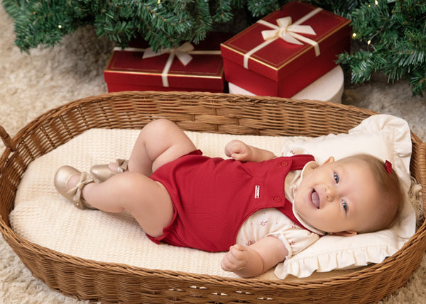 Conjunto Baby Curto Jardineira Quadriculada com Alça Regulável e Body Estampado com Manguinhas Franzidas Paraiso 18655