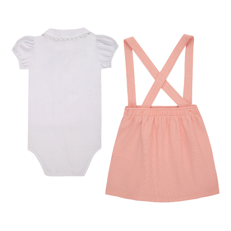 Conjunto Body Gola Rendado e Salopete Bordada com Alça Regulável Sofisticada Paraiso - Image 5