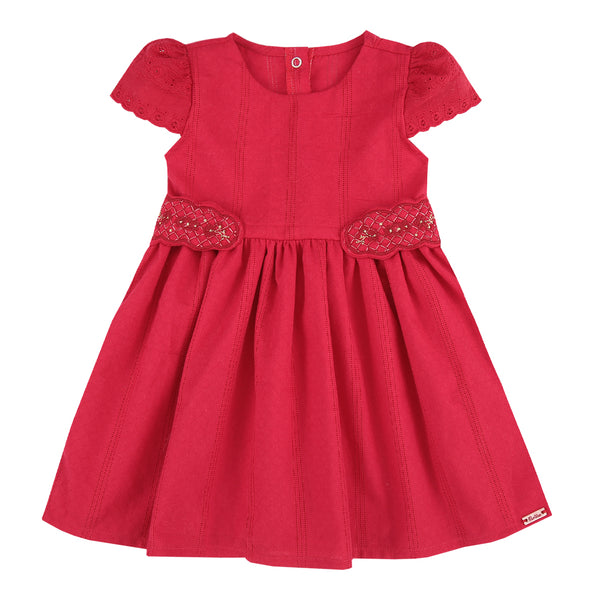 Vestido Cotton Jacquard com Mangas em Broderie, Bordados Delicados e Plaquinha Personalizada Paraiso 18690